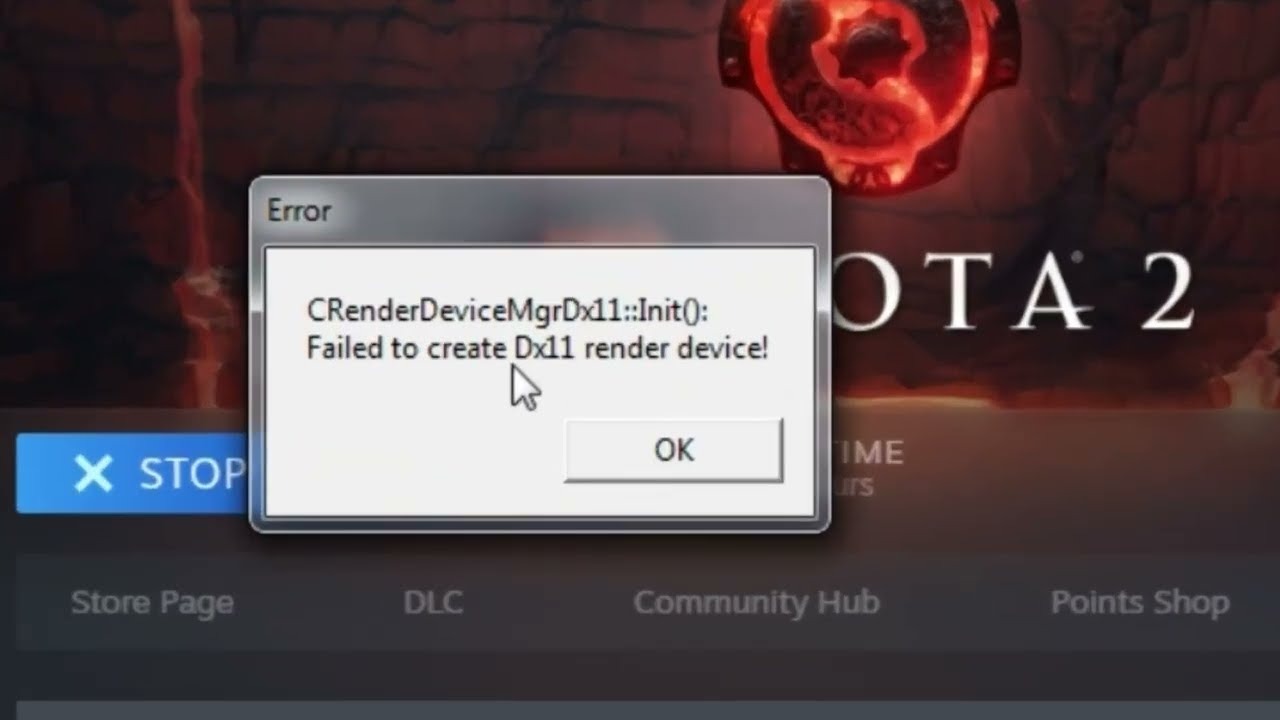 DOTA 2を修正する方法DX11レンダリングデバイスエラーの作成に失敗しました