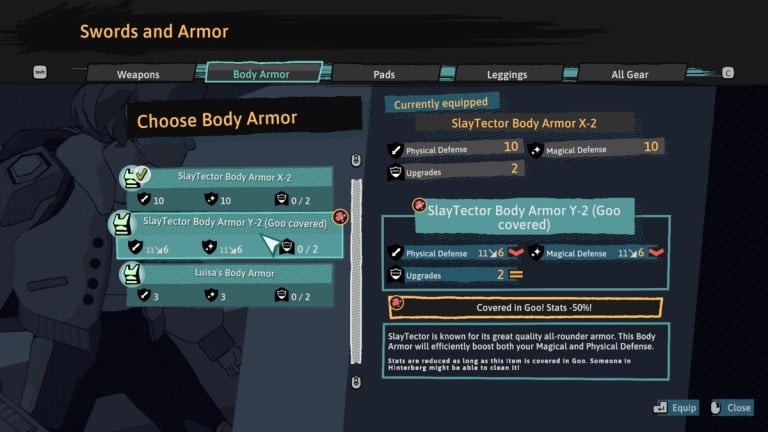 Hinterbergのダンジョンで武器と鎧からグーを取り除く方法