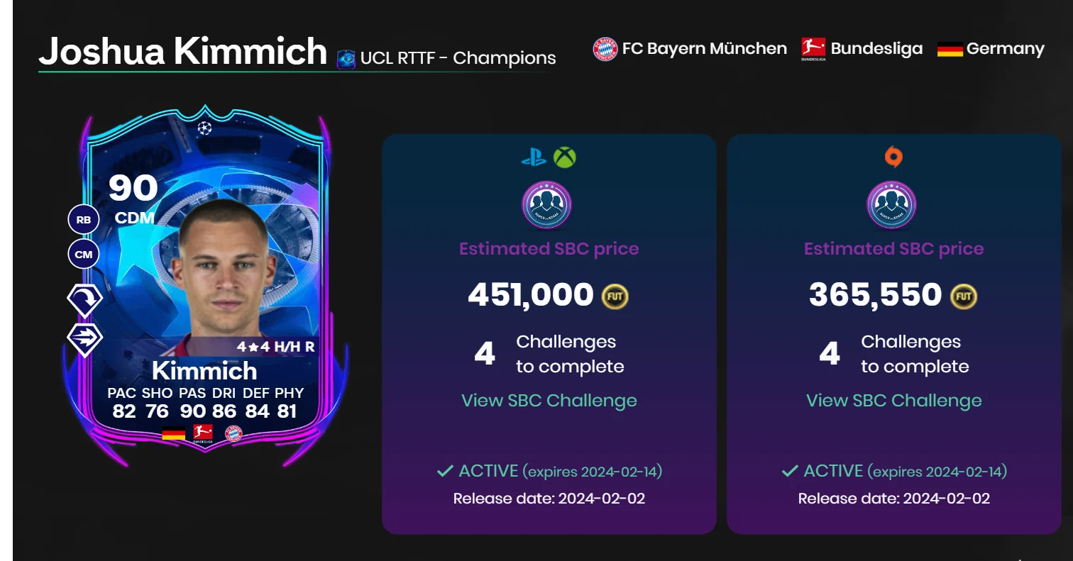 EA FC 24でRTTF Joshua Kimmich SBCを完了する方法は?