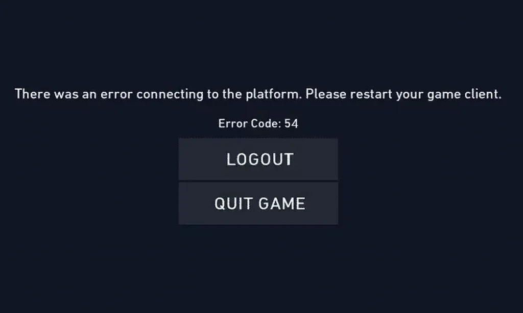 Valorant Error Code54とは何ですか？