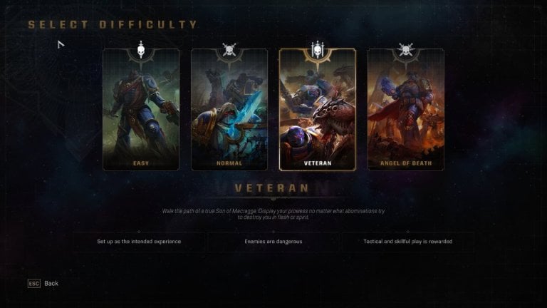 Warhammer 40K Space Marine 2の難易度を変える方法2