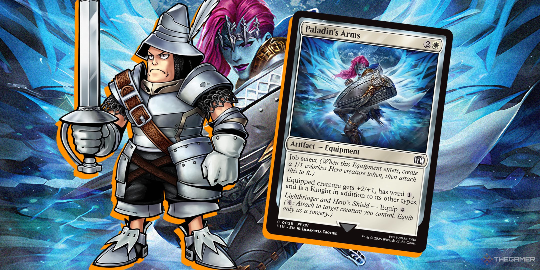 私たちの排他的な魔法でクリーチャーを騎士に変える:ギャザリングファイナルファンタジープレビューカード、パラディンの腕