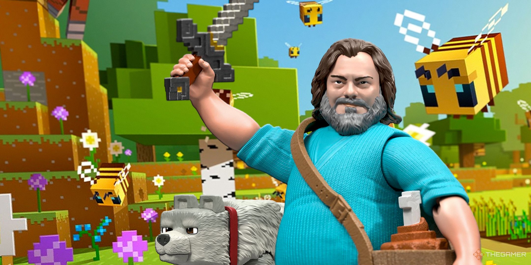 マテルのMinecraftの映画のおもちゃには、ぬいぐるみ、剣、12インチのジャックブラックが含まれます