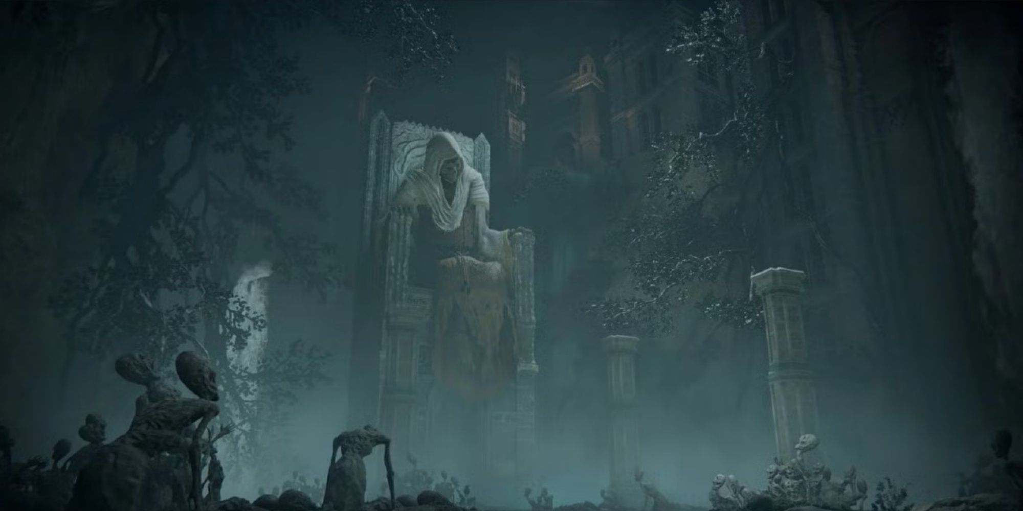 3年が経ち、エルデンリングのファンはまだそれらの巨大なスケルトンとその玉座について疑問に思っています