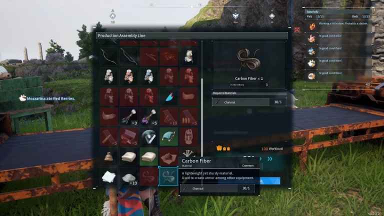 Palworldで炭素繊維を取得して使用する方法