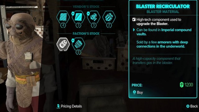 スターウォーズの無法者のすべてのブラスターアップグレード材料の場所