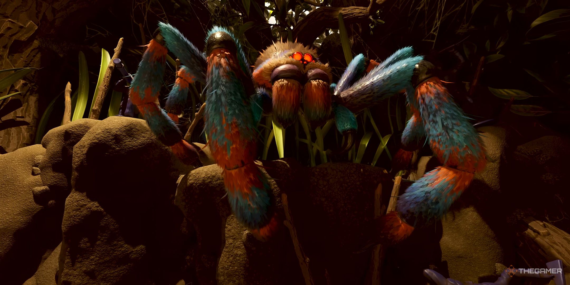 「Pawbsの正義」：接地された2人のプレイヤーは、TarantulaのボスAxlの大きなクモの足がどこにあるのか疑問に思っています