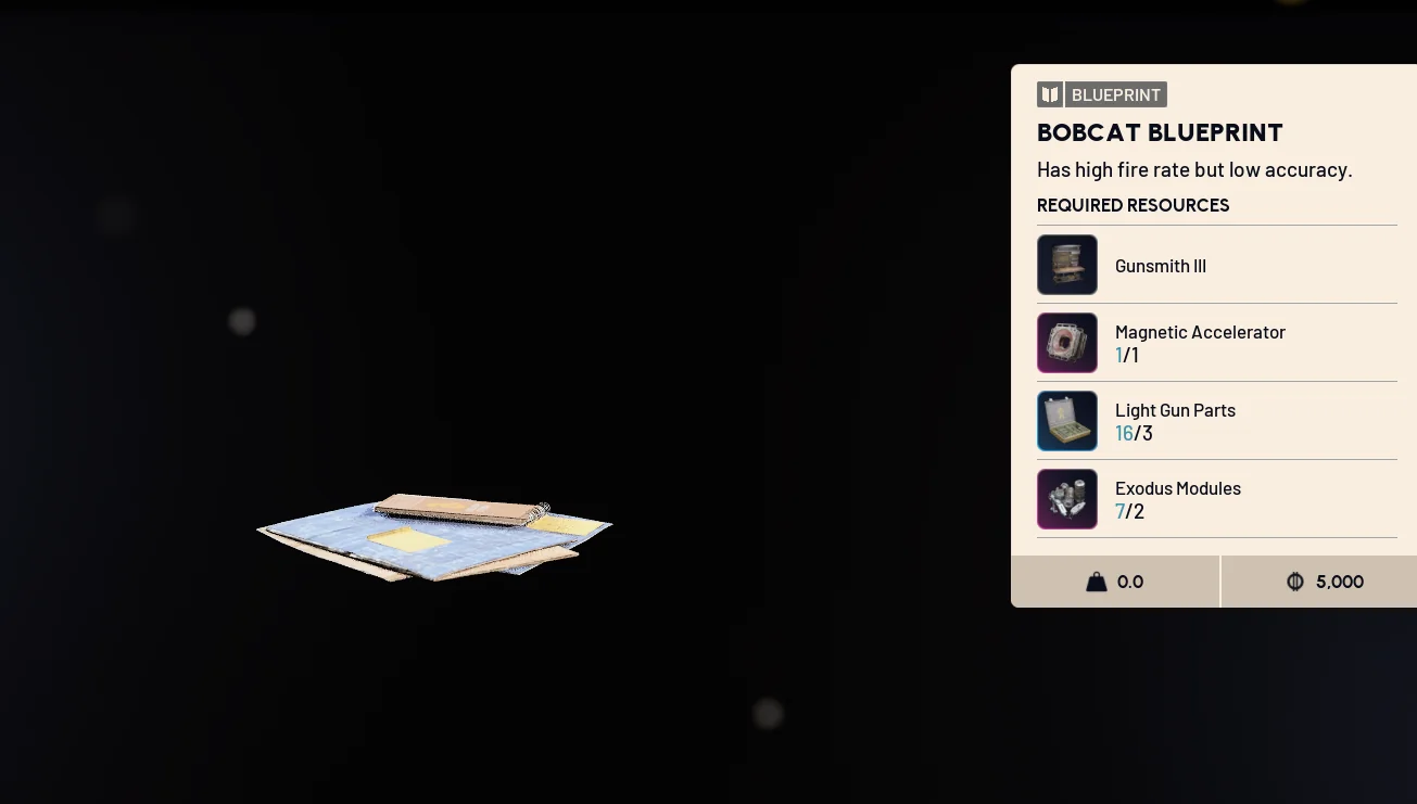 アーク レイダースでボブキャットの設計図はどこで入手できますか?